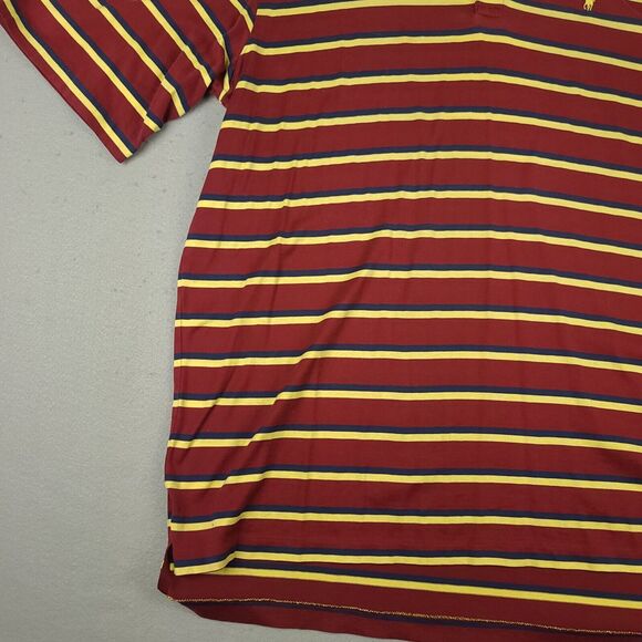 Polo Golf Ralph Lauren Polo Shirt Mens XL Red Yellow Navy Stripe Cotton Blend - Picture 5 of 11
